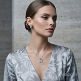 The Grace Whitegold A.D Pendant Earring Set
