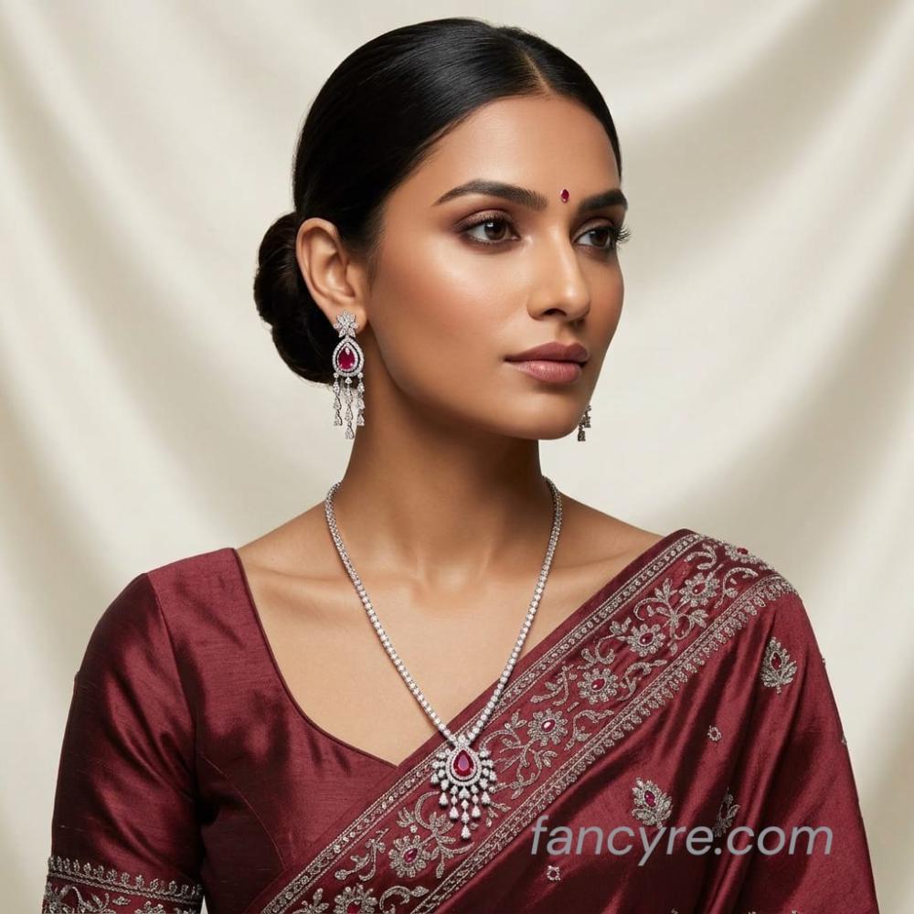 The Sahana Whitegold A.D Necklace