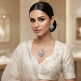 The Magnolia Whitegold A.D Pendant Earring